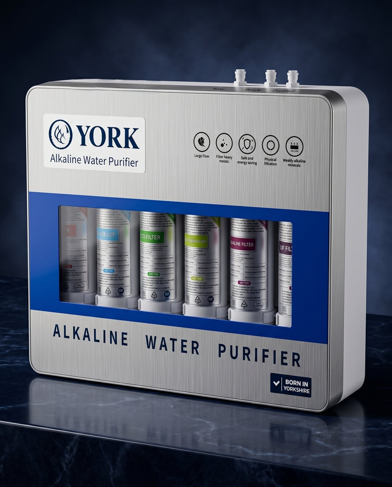 เครื่องกรองน้ำด่าง York Alkaline – ระบบการกรอง 7 ขั้นตอน